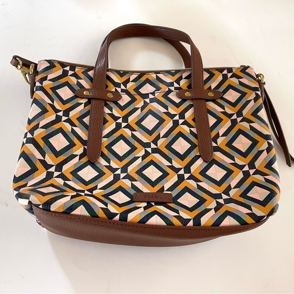 Fossil Bag Felicity Satchel Geometric Casual Boho… - image 4